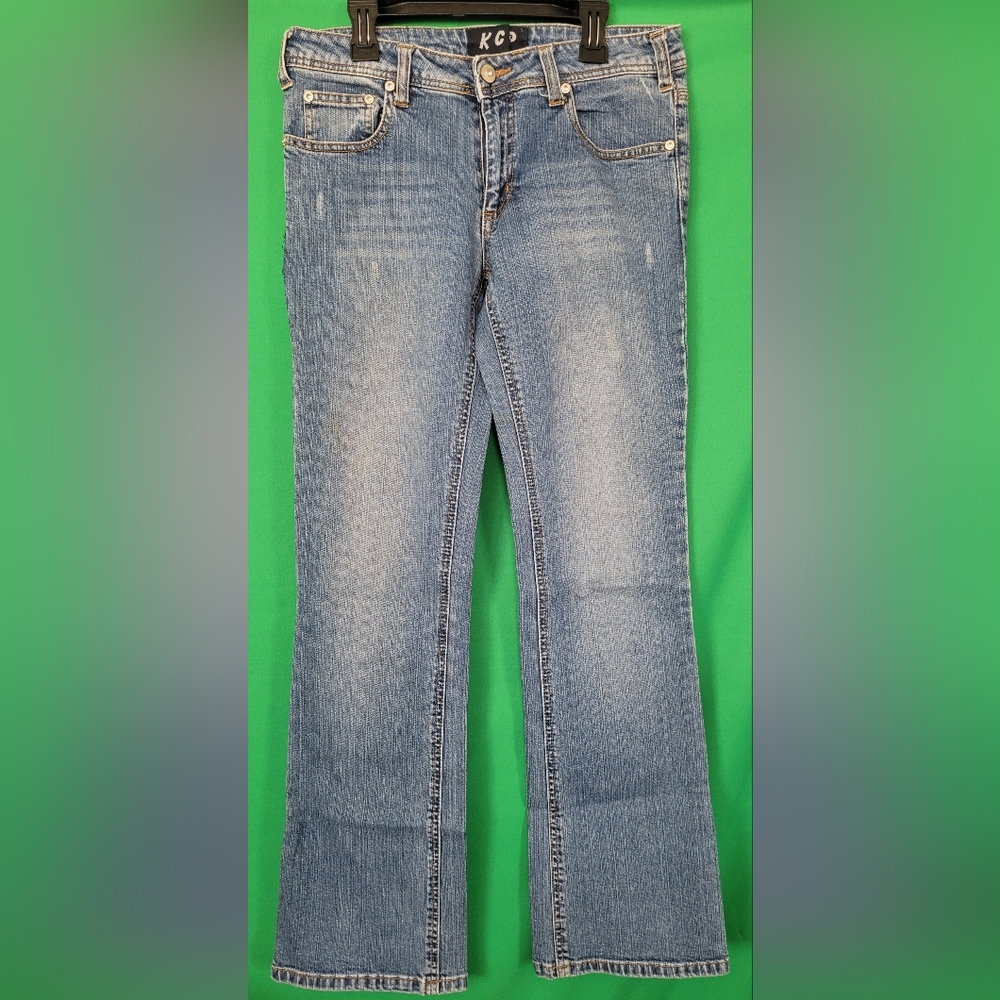 Womens Blue Jeans Midrise Boot Cut Vintage KCP Stretch Junior Size 9/10 Y2k